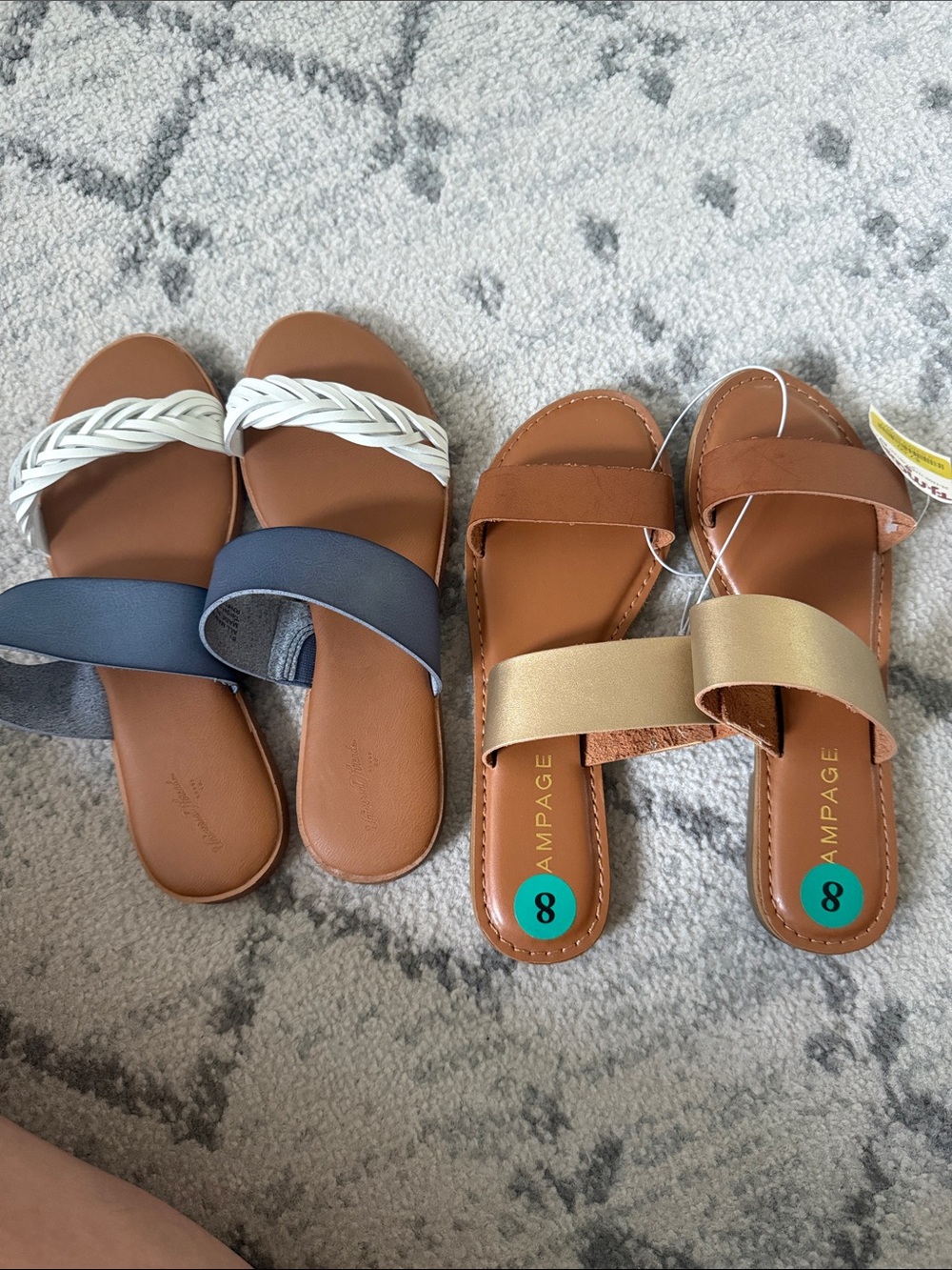 Rampage Two-Pair Women’s Slide Sandal Set in Gold and Navy